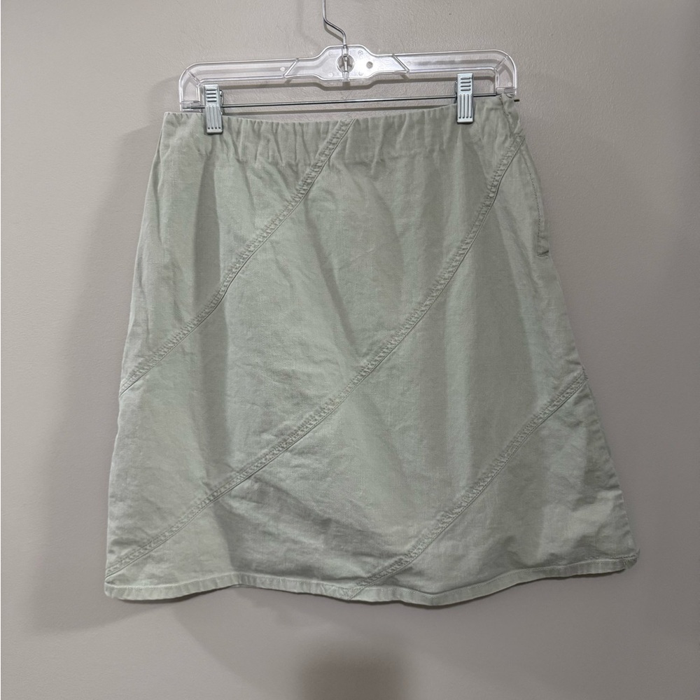 Women's Susan Bristol Khaki/Green A-Line Knee-Length Skirt. Size 10 Petite